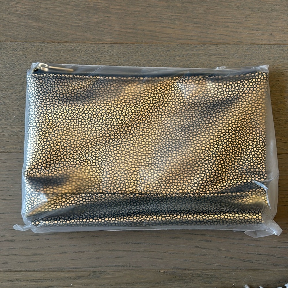 Tarte Gold Getter Polka Dot Makeup Cosmetic Bag Travel Pouch Zipper New Unused
